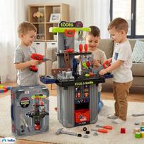 staliukas lavinamasis - Lean Toys žaislinis meistro staliukas - lagaminas su įrankiais 2-viename - 6 nuotrauka