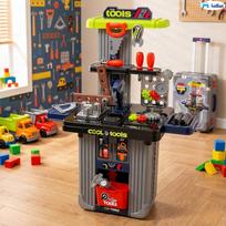 staliukas lavinamasis - Lean Toys žaislinis meistro staliukas - lagaminas su įrankiais 2-viename - 7 nuotrauka