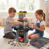 staliukas lavinamasis - Lean Toys žaislinis meistro staliukas - lagaminas su įrankiais 2-viename - 8 nuotrauka