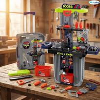 staliukas lavinamasis - Lean Toys žaislinis meistro staliukas - lagaminas su įrankiais 2-viename - 9 nuotrauka