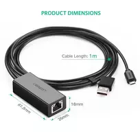 chromecast - Ugreen External network adapter USB 100Mbps for Chromecast 1m Black - 2 nuotrauka