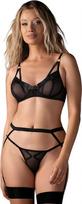 Obsessive Euridia 3 dalių rinkinys Juodas (Black) XS/S