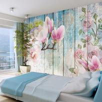 Fototapetas Artgeist Pink Flowers On Wood XLFT2SAM, 175 cm x 245 cm