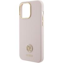 15 pro silicone case - Guess "Silicone Logo Strass 4G iPhone 15 Pro Max" Pink - 4 nuotrauka