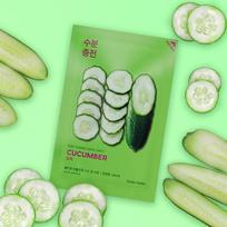 lakstines veido kaukes - Holika Holika Pure Essence Mask Sheet Cucumber gaivinanti lakštinė veido kaukė - 20 ml. - 2 nuotrauka