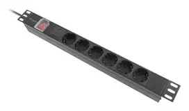 ilgintuvas rite - Lanberg PDU-06F-0200-IEC-BK Maitinimo paskirstymo įrenginys 19" 1U 10A 6x Schuko 2m Juodas (Black) - 2 nuotrauka