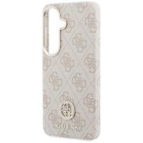 guess pu leather 4g - Guess PU Leather 4G Strass Logo Gold Frame Magnetic dėklas skirtas Samsung Galaxy S26 rožinės spalvos - 4 nuotrauka