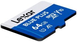 micro sd 64gb - Lexar Micro SDXC 64GB Blue Plus UHS-I Class 10 + SD Adapter - 4 nuotrauka