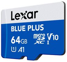 micro sd 64gb - Lexar Micro SDXC 64GB Blue Plus UHS-I Class 10 + SD Adapter - 6 nuotrauka