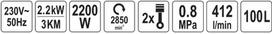 kompresorius 100l - YATO OLEJINIS KOMPRESORIUS 100L YT-23311 - 2 nuotrauka