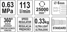 pneumatinis slifuoklis - Yato YT-09633 šlifuoklis - 2 nuotrauka