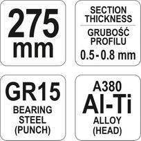 profilis - Replės gipso kartono profiliui sujungti 275mm Yato - 2 nuotrauka