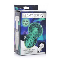 skaidrus zaisliukai - XR Brands Booty Sparks - stiklinis analinis kaištis didelis (skaidrus) - 4 nuotrauka