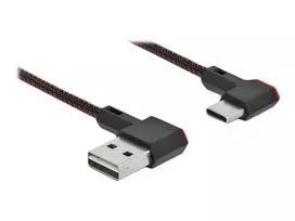 type c to usb - Delock USB-C (M) to USB-A (M) 2.0 Angled Cable 0.5m Juodas (Black) - 2 nuotrauka