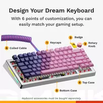 keyboard 75 - Glorious GMMK 3 Pro 75% Custom Žaidimų Klaviatūra - Pre-Built, ANSI (US), Fox Switches, Sidabrinė (Silver) - 3 nuotrauka
