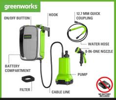 24v siurblys - Greenworks G24SWP, 100 W - 2 nuotrauka