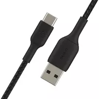 usb a usb c pakrovejas - Belkin Braided USB To USB Type-C Cable 1m Black - 3 nuotrauka