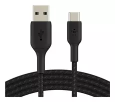 usb a usb c pakrovejas - Belkin Braided USB To USB Type-C Cable 1m Black - 4 nuotrauka