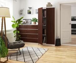 spintos lentynos - Spinta Akord Furniture Factory R80, ruda/balta, 80 cm x 35 cm x 180 cm - 2 nuotrauka