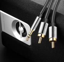 2rca kabelis - Vention BCFBI 3.5mm į 2x RCA garso kabelis 3m Juodas (Black) - 4 nuotrauka