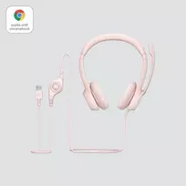 logitech ausines - Logitech H390, rožinė - 4 nuotrauka