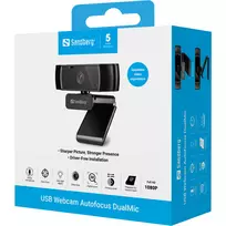 webcam 1080p hd - Sandberg 134-38 USB Webcam Autofocus DualMic Juodas (Black) - 2 nuotrauka