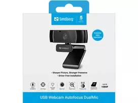 webcam 1080p hd - Sandberg 134-38 USB Webcam Autofocus DualMic Juodas (Black) - 3 nuotrauka