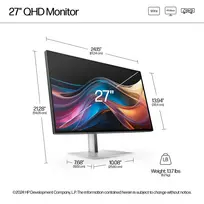 qhd monitorius - HP Series 7 Pro 727pq 27" IPS QHD 120Hz Monitor - 4 nuotrauka