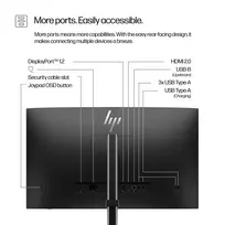 2 1 hdmi monitoriai - HP Series 5 Pro | 23.8 " | IPS | FHD | 16:9 | 120 Hz | 5 ms | 1920 x 1080 pixels | 350 cd/m² | HDMI ports quantity 1 | 9D9L6A5 - 4 nuotrauka