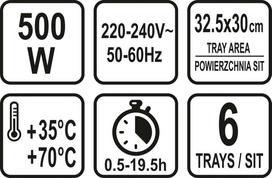 maisto dziovintuvas - Lund 68272 Džiovintuvas 6 Sieteliai 420-500W Juodas (Black) - 2 nuotrauka