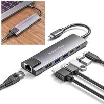 hdmi laidas - Adapteris (šakotuvas) usb c tipo hdmi/2x usb3.0/2x usb c tipo/rj45 - 2 nuotrauka