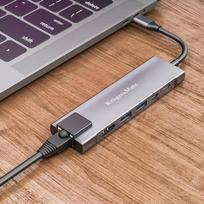 hdmi laidas - Adapteris (šakotuvas) usb c tipo hdmi/2x usb3.0/2x usb c tipo/rj45 - 5 nuotrauka