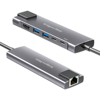 hdmi laidas - Adapteris (šakotuvas) usb c tipo hdmi/2x usb3.0/2x usb c tipo/rj45 - 9 nuotrauka