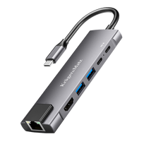 hdmi laidas - Adapteris (šakotuvas) usb c tipo hdmi/2x usb3.0/2x usb c tipo/rj45 - 10 nuotrauka