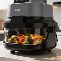 karsto oro gruzdintuves 4.5l - TEESA GLASS AIR FRYER 4L Juoda (Black) - 3 nuotrauka