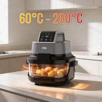 karsto oro gruzdintuves 4.5l - TEESA GLASS AIR FRYER 4L Juoda (Black) - 5 nuotrauka