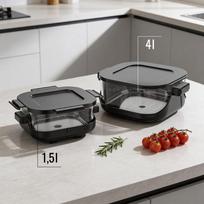 karsto oro gruzdintuves 4.5l - TEESA GLASS AIR FRYER 4L Juoda (Black) - 6 nuotrauka