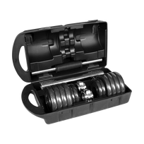 hanteliai 15 kg - Reguliuojami hanteliai REBEL ACTIVE, 15 kg su dėklu ir štanga - 4 nuotrauka