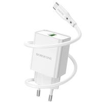 usb a usb c pakrovejas - Borofone BN5 telefono įkroviklis USB / 5V / 3A / 18W +, PCHBFNBORBN5WH - 6 nuotrauka
