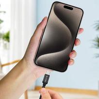 apple carplay - Blavec Raptor USB-C į USB-C pintas kabelis 60W 3A 0,5 m Juodas-Pilkas (Black-Grey) - 4 nuotrauka