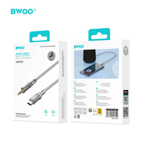 aux type c laidas - BWOO AUX Cable Type C į 3.5mm Jack AUX074 Sidabrinis (Silver) - 2 nuotrauka