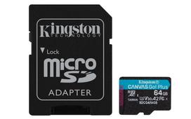 a2 kortele - Kingston 64GB microSDXC Canvas Go! Plus Gen4 A2 U3 V30 + SD adapter - 8 nuotrauka
