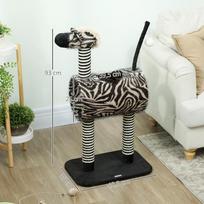 namelis katems - PawHut draskyklė katėms Zebra dizainas, laipiojimo tunelis, džiuto stulpai, juoda ir balta, 93 cm - 8 nuotrauka