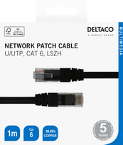 kabelis cat6 1m - DELTACO U/UTP Cat6, 1m, juodas / 00210006 - 2 nuotrauka