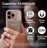10000mah power bank - Intenso MW10000, 10000mAh, MagSafe, šampano spalva - 5 nuotrauka