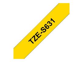 lipni juosta senukai - Brother | TZe-S631 Strong Adhesive Laminated Tape | Black on Yellow | TZe | 8 m | 1.2 cm | TZES631 - 2 nuotrauka