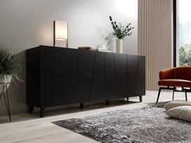 komodos 200 - Komoda Cama Meble Etna, juoda, 200 cm x 42 cm x 82 cm - 2 nuotrauka