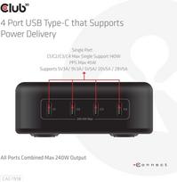 usb c pakrovejas - MOBILE CHARGER 4PORT/GAN 240W CAC-1918 CLUB3D - 2 nuotrauka