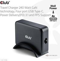 usb c pakrovejas - MOBILE CHARGER 4PORT/GAN 240W CAC-1918 CLUB3D - 5 nuotrauka