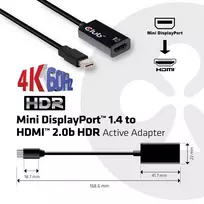 displayport 2.1 kabelis - Club 3D CAC-1180 Mini DisplayPort 1.4 į HDMI 2.0b HDR Adapteris Juodas (Black) - 4 nuotrauka